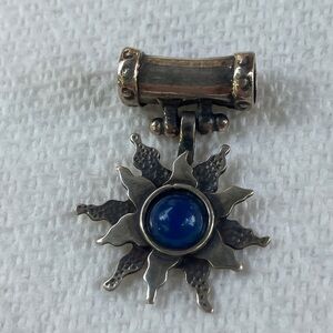 Elegant Sterling Silver and Blue Lapis Sun Pendant